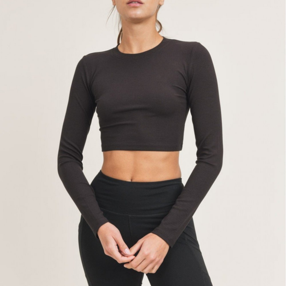 Mono B Long Sleeve Crop Top Black